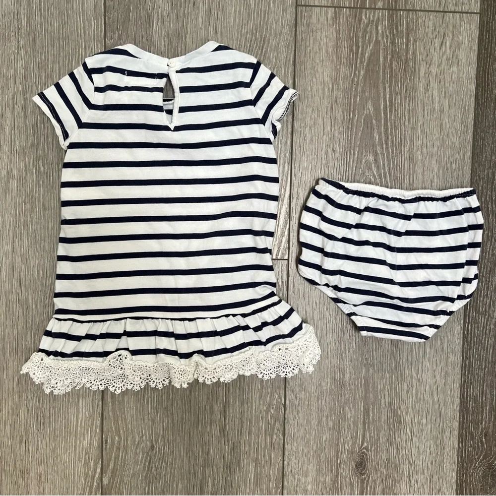 RALPH LAUREN 2PC SHORT SLEEVE DRESS WITH BLOOMER 12MO
